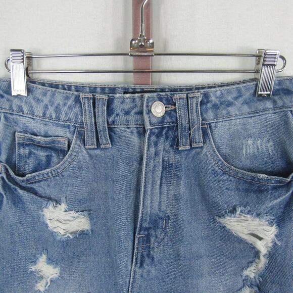 Vervet XS Distressed High-Waisted Skirt with Front Slit Knee Length Midi Frayed - Picture 4 of 6